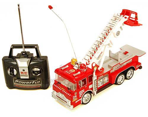 10 Rc Rescue Fire Engine Truck Remote Control Kids Toy With Extending Ladder Lights 0