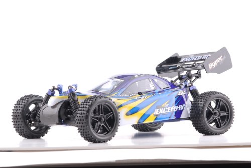 110 24ghz Exceed Rc Hyper Speed Beginner Version 16 Engine Nitro Powered Off Road Buggy Fire Blue Starter Kit Required 0 1