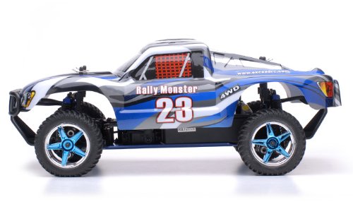 110 24ghz Exceed Rc Rally Monster Nitro Gas Powered Rtr Off Road Rally Car 4wd Truck Stripe Blue Required To Run And Sold Separately Starter Kit 0 2