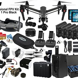 Dji Inspire 1 Pro Quadcopter Black Edition With Fpv Eagle Eye Package Includes 2 Controllers 2 Ipads Fatshark Attitude V3 Fpv Goggles Osmo Handle Kit 4x Tb48 Batteries And More 0 9
