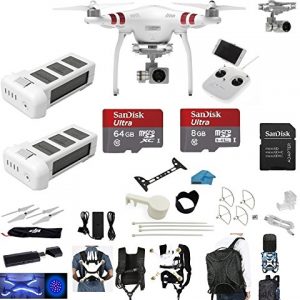 Dji Phantom 3 Standard Quadcopter Drone With 27k Hd Camera Everything You Need Kit Dji Extra Battery Snap On Guards 64gb Sd Card Wreader Headlight And Light Strip Carry System Backpack 0