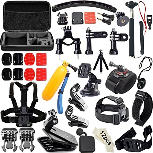 Soft Digits 50 In 1 Action Camera Accessories Kit For Gopro Hero 5 4 3 3 2 1 With Carrying Casechest Strapoctopus Tripod 0