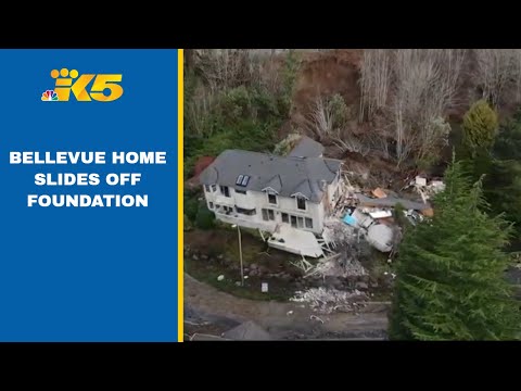 Drone footage of Bellevue house that slid off foundation