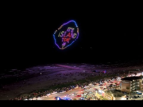 Gavleston July 4th Sky Elements Drone Fireworks Light Show 4K Video Footage