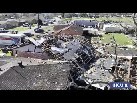 Drone video of Pasadena, Texas tornado