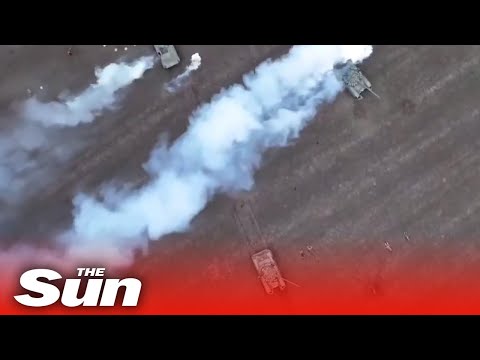 Ukrainian drones bombard Russian soldiers and blow up tanks