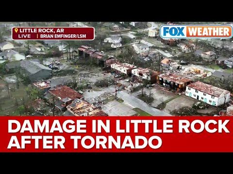 Drone Video Shows Extensive Damage in Little Rock, AR From Tornado
