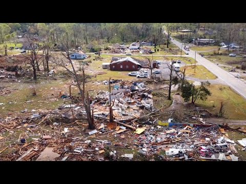 Troup County tornado damage drone video