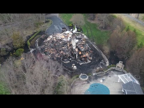 Drone video shows what remains of million-dollar Mass. home destroyed by fire