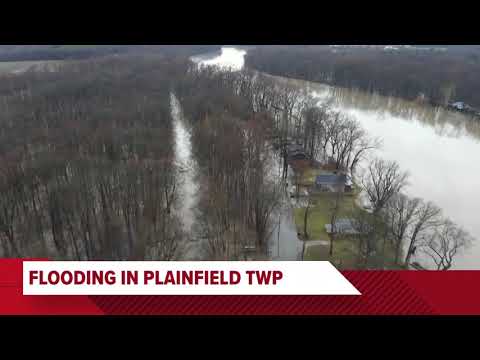 Fire department's drone video shows Grand River flooding