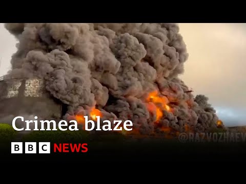 Ukraine war: Crimea oil tank set ablaze by reported drone strike – BBC News