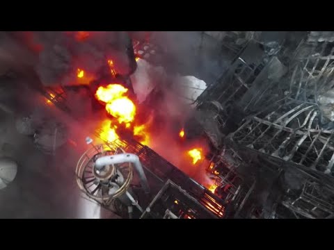 Drone video: black smoke and fire at Georgia plastics plant
