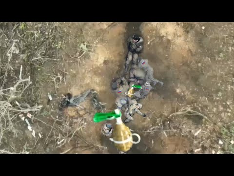 Horrible footage!! Ukrainian drones brutally blows up Russian soldier in trench front line bakhmut