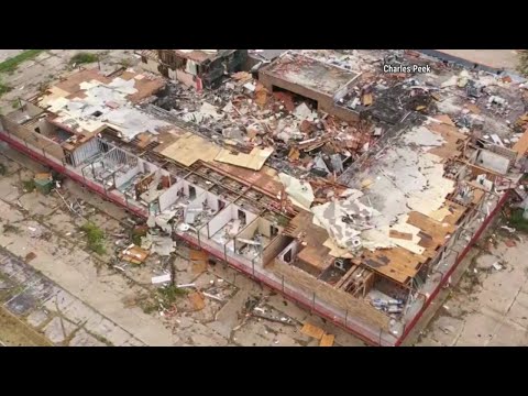 Drone video of tornado destruction in Shawnee, Oklahoma