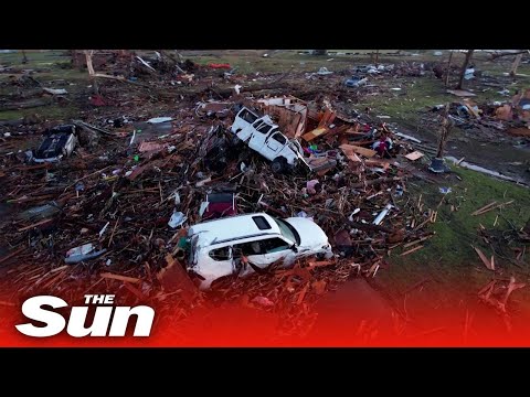 Drone footage shows magnitude of tornado destruction in Mississippi