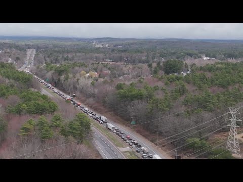 Drone video shows traffic backup on I-295 after reported shooting at exit 15