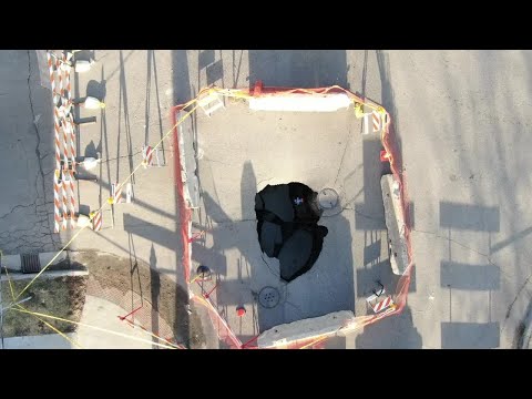 Minneapolis sinkhole: Drone video of the massive hole