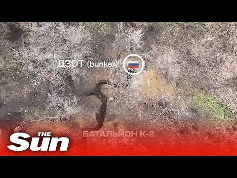 Aerial footage shows Ukrainian soldiers fighting Russians in trenches