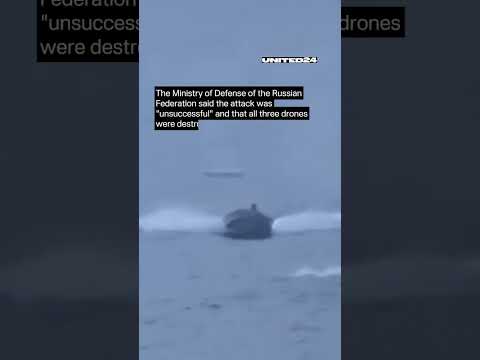 Ukrainian Drone Boat Attacking Russian Naval Ship. 'Ivan Khurs' was DAMAGED #warinukraine #shorts