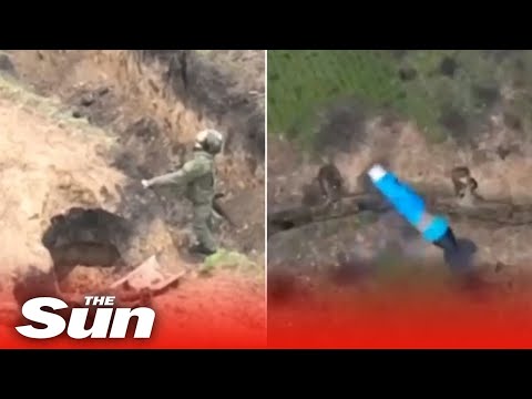 Ukrainian Brigade drops bombs on Russian trenches with a drone