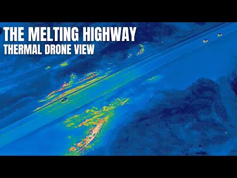 Unique Thermal Drone Video From a Melting Road in Iceland