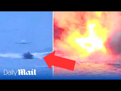 Russian warship blows up 'Ukrainian' marine drone