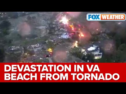 Drone Video Shows Devastation Left Across Virginia Beach From Tornado