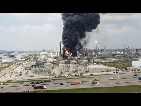 Drone video shows large fire at Deer Park industrial plant