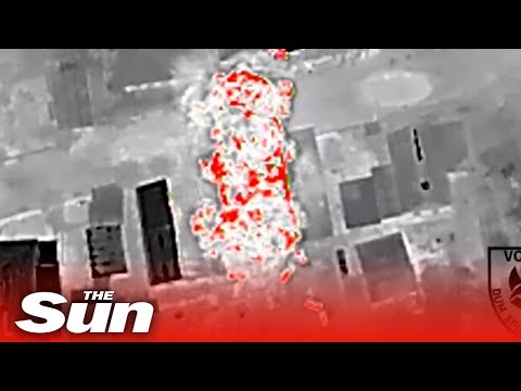 Ukrainian drones drop bombs on Russian warehouse in HUGE explosion