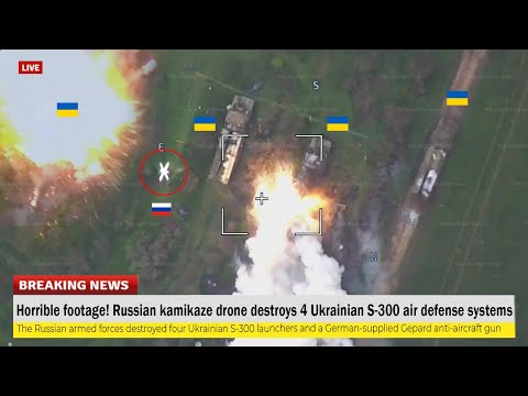 Horrible footage (May 08 2023) Russian kamikaze drone destroys 4 Ukrainian S-300 air defense systems