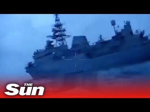 Ukrainian Kamikaze sea drone 'crashes into Putin's spy ship’