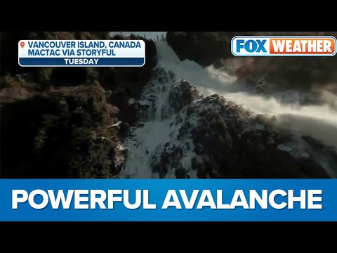 Drone Video Captures Avalanche Sweeping Down Mountain in Canada