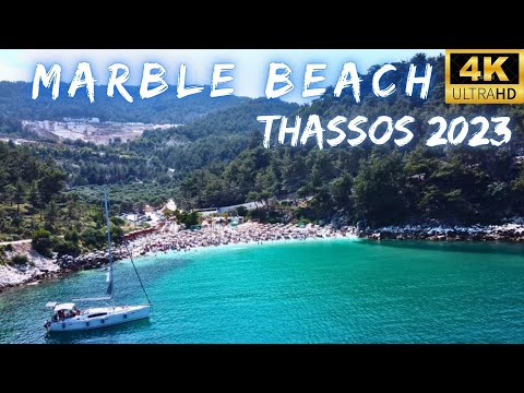 The Amazing Marble Beach – Thassos Greece 2023 – 4k Drone video