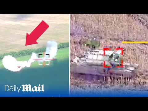 Incredible moment Ukraine drone dodges Russian missile before destroying armoured vehicle