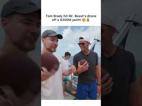 Tom Brady hit Mr. Breast's drone off a $300M yacht 🤯💰 (via mrbeast/IG) #shorts