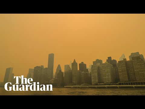 Drone footage shows New York City in a blanket of smoke