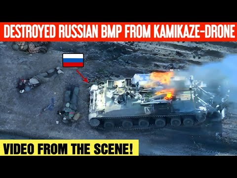 Ukrainians destroyed a Russian bmp from kamikaze-drone! Video from the scene!