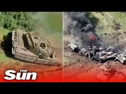 Dramatic moment Russian drone strikes Ukrainian tanks in Zaporizhzhia