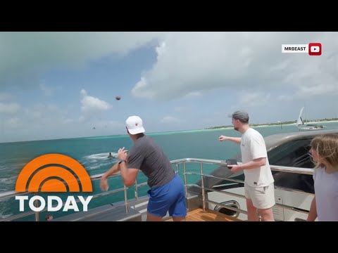 Tom Brady downs drone with football throw in Mr. Beast challenge