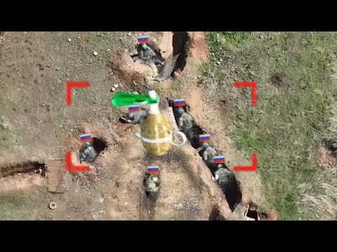 Fight Begins!! Ukraine drones dropping grenades Blow up Russian troops on trench in huge blast