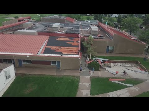 Drone video shows damage to elementary school