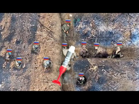 All-out Attack!! Ukrainian drones annihilate Russian Soldier brutally in trench Bakhmut
