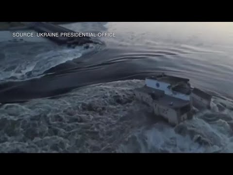 WATCH: Video Shows Water Flowing Through Destroyed Dam in Ukraine