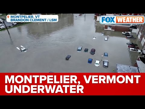 Drone Video Shows The Historic And Devastating Flooding In Downtown Montpelier, VT