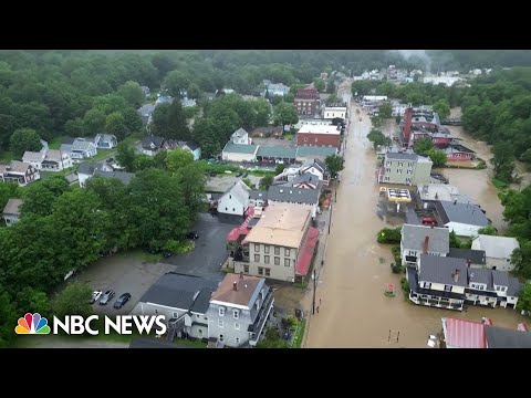 Drone video shows flooded town in southern Vermont