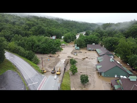Drone video: Flooding in Ludlow, Vermont