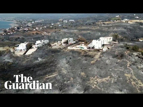 Drone footage shows scale of damage from wildfires on Rhodes