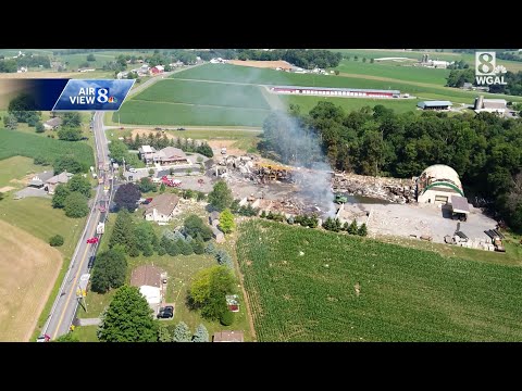 Drone video shows extent of damage from building explosion in Lancaster County
