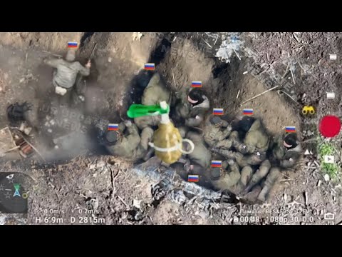 Horrible!! Ukrainian Drone drop bomb In bulk on Russian trenches