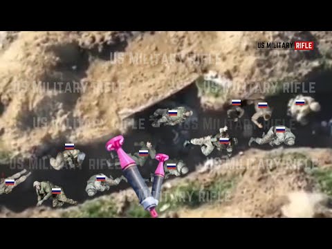 Horrible!! Ukrainian drone brutally drop bombs blow up foxholes trenches Russian soldiers in Bakhmut